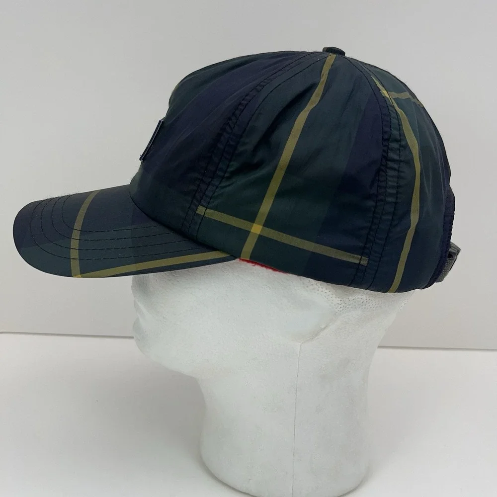 Vtg POLO RALPH LAUREN Cap Tartan Plaid Fleece Lined Hat Adult OS Nylon USA Hat‎